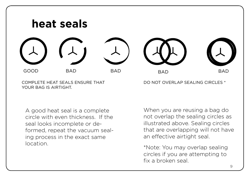 Heat seals | Oliso Freshkeeper 500 User Manual | Page 9 / 28