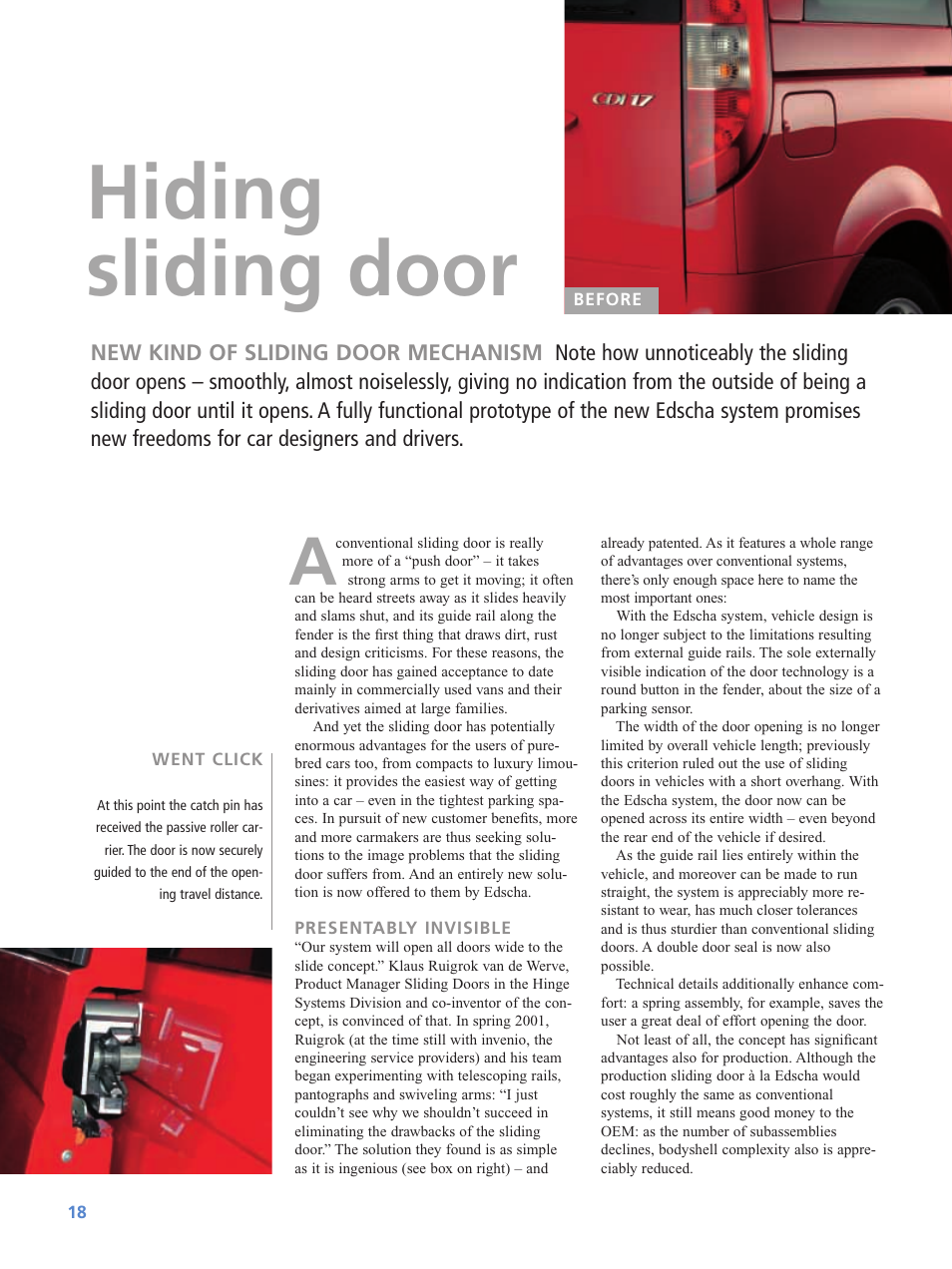 Hiding sliding door | OPEL Edwin VW T5 User Manual | Page 18 / 28