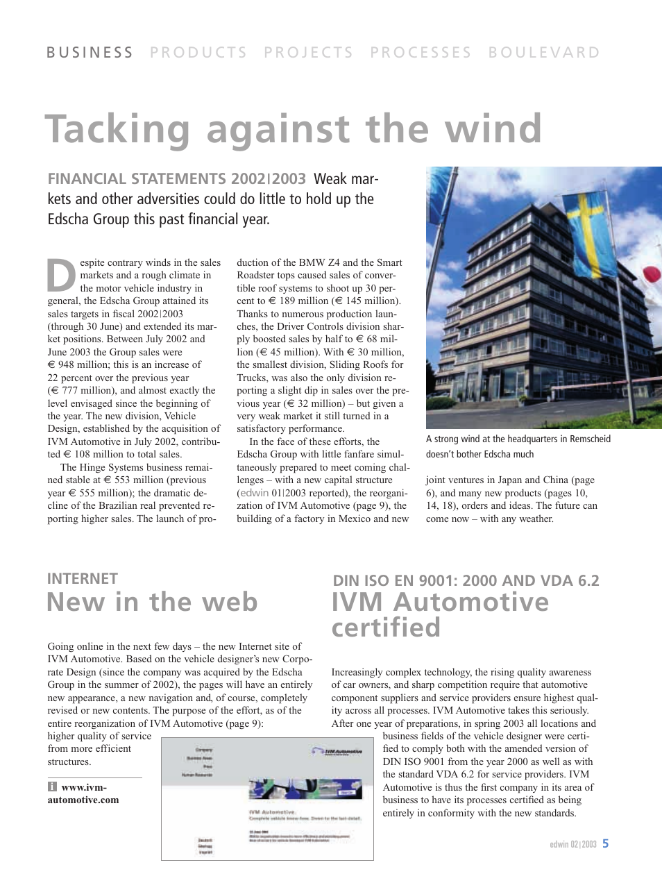 Tacking against the wind, Ivm automotive certified, New in the web | OPEL Edwin VW T5 User Manual | Page 5 / 28