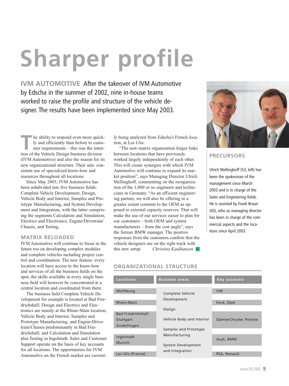 Sharper profile | OPEL Edwin VW T5 User Manual | Page 9 / 28