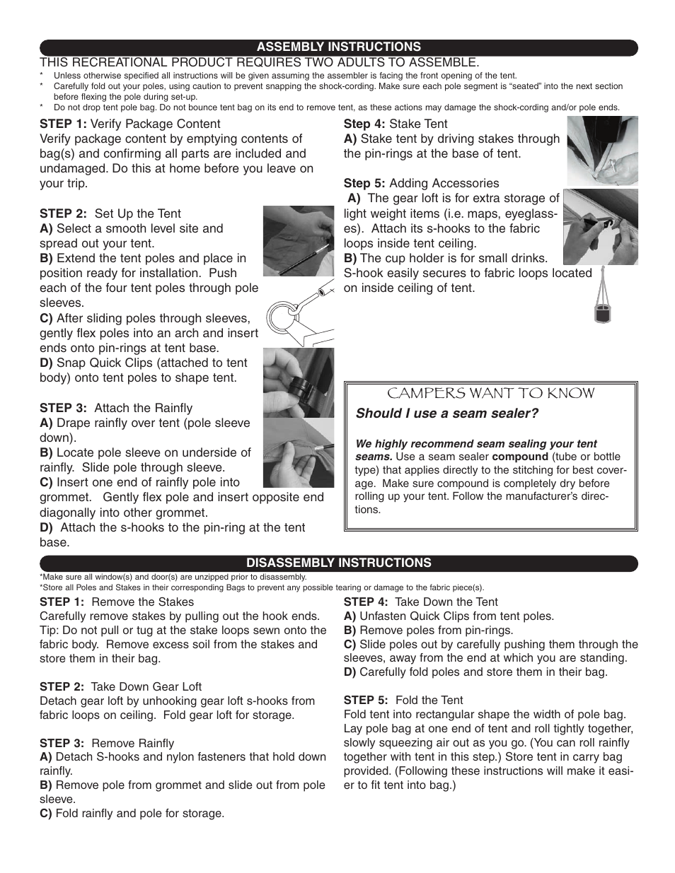 Campers want to know, Should i use a seam sealer | Ozark Trail WMT-9900 User Manual | Page 5 / 6