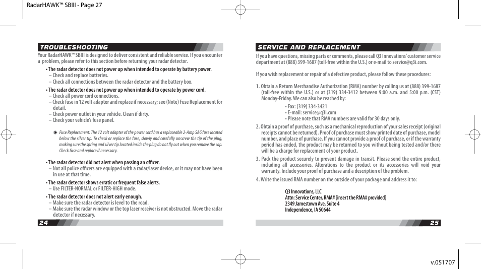 Radarhawk-sbiii-manual-051707-14.pdf | Q3 Innovations RADARHAWK SBIII User Manual | Page 14 / 16