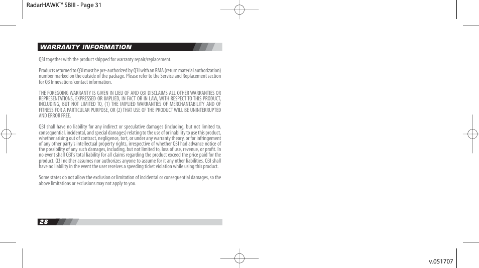 Radarhawk-sbiii-manual-051707-16.pdf | Q3 Innovations RADARHAWK SBIII User Manual | Page 16 / 16