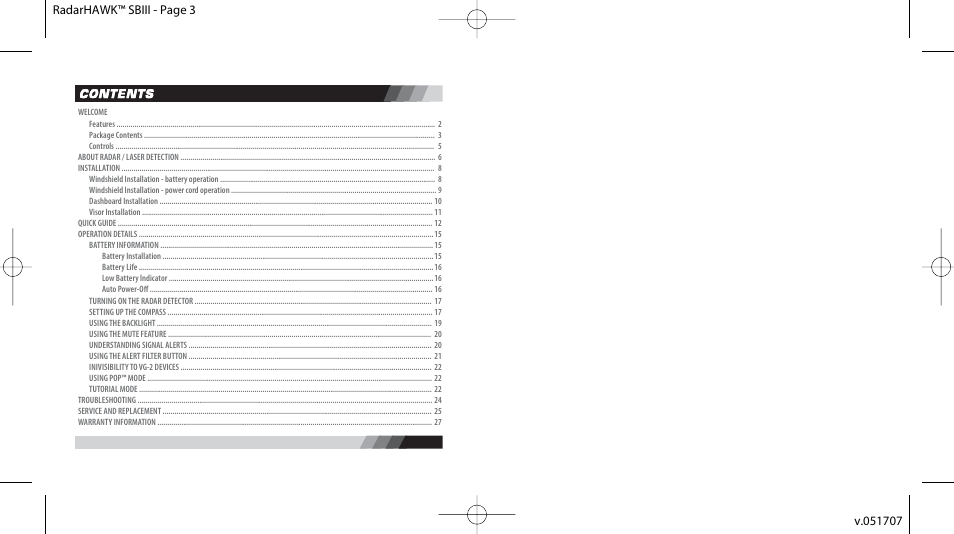 Radarhawk-sbiii-manual-051707-02.pdf | Q3 Innovations RADARHAWK SBIII User Manual | Page 2 / 16