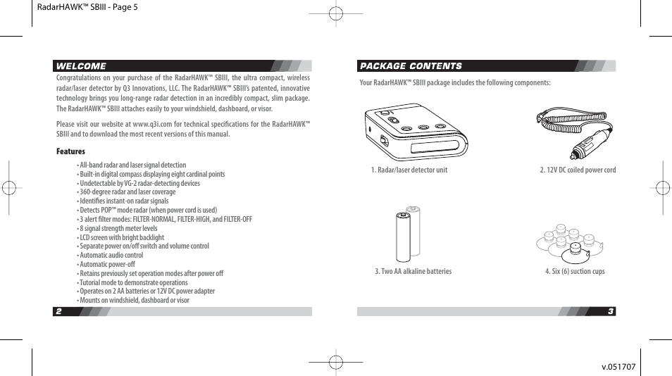 Radarhawk-sbiii-manual-051707-03.pdf | Q3 Innovations RADARHAWK SBIII User Manual | Page 3 / 16