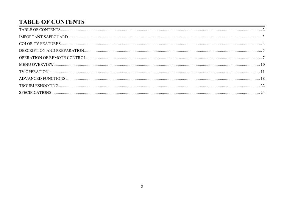 Hyundai H-TV2107PF User Manual | Page 2 / 48