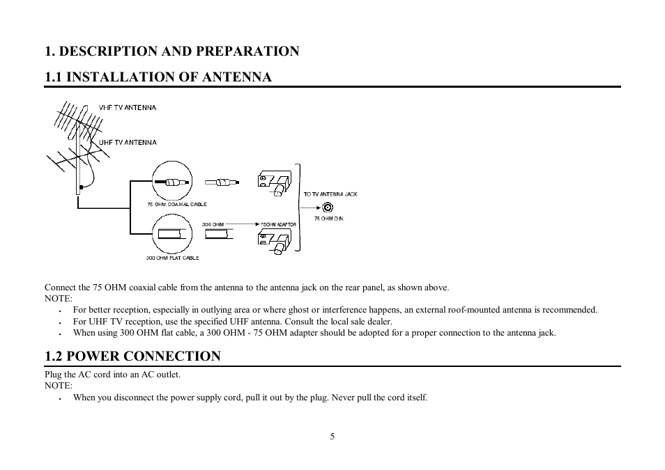 2 power connection | Hyundai H-TV2107PF User Manual | Page 5 / 48