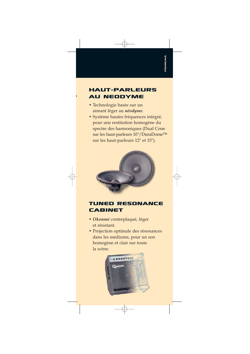 Tuned resonance cabinet, Haut-parleurs au neodyme | Quantum Audio Speaker User Manual | Page 11 / 28