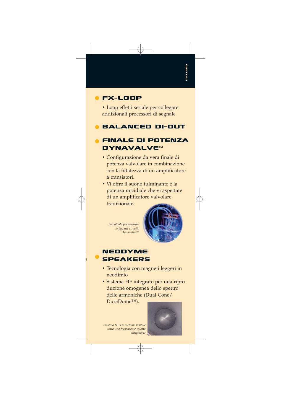 Finale di potenza dynavalve, Fx-loop, Balanced di-out neodyme speakers | Quantum Audio Speaker User Manual | Page 17 / 28