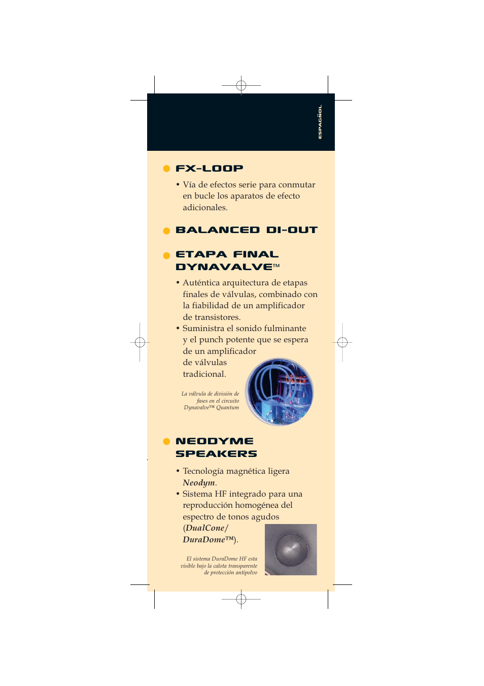 Fx-loop, Balanced di-out neodyme speakers, Etapa final dynavalve | Quantum Audio Speaker User Manual | Page 21 / 28