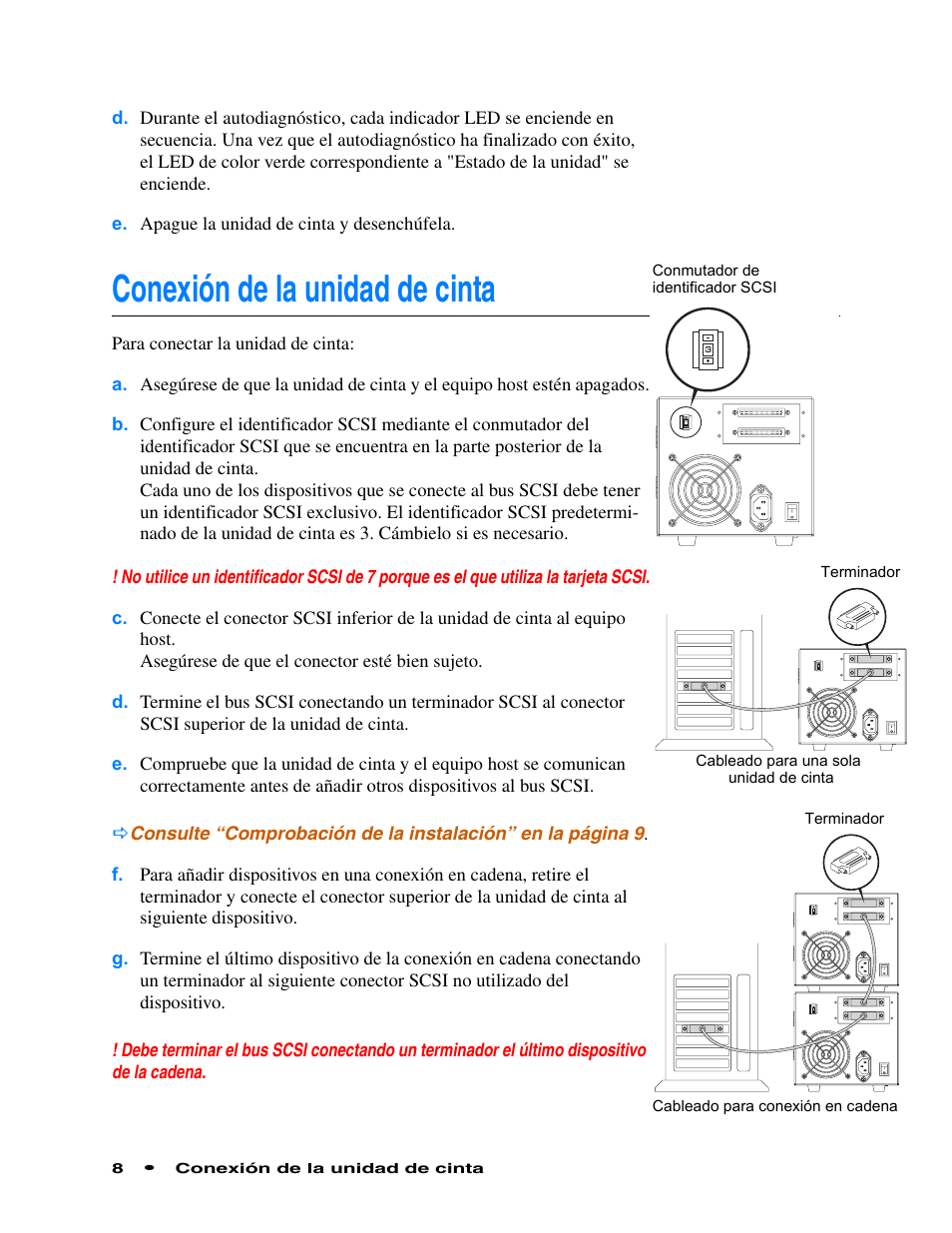Conexión de la unidad de cinta, Conexión de la unidad de cinta 8 | Quantum Audio Tape Drive SDLT 600 User Manual | Page 10 / 24