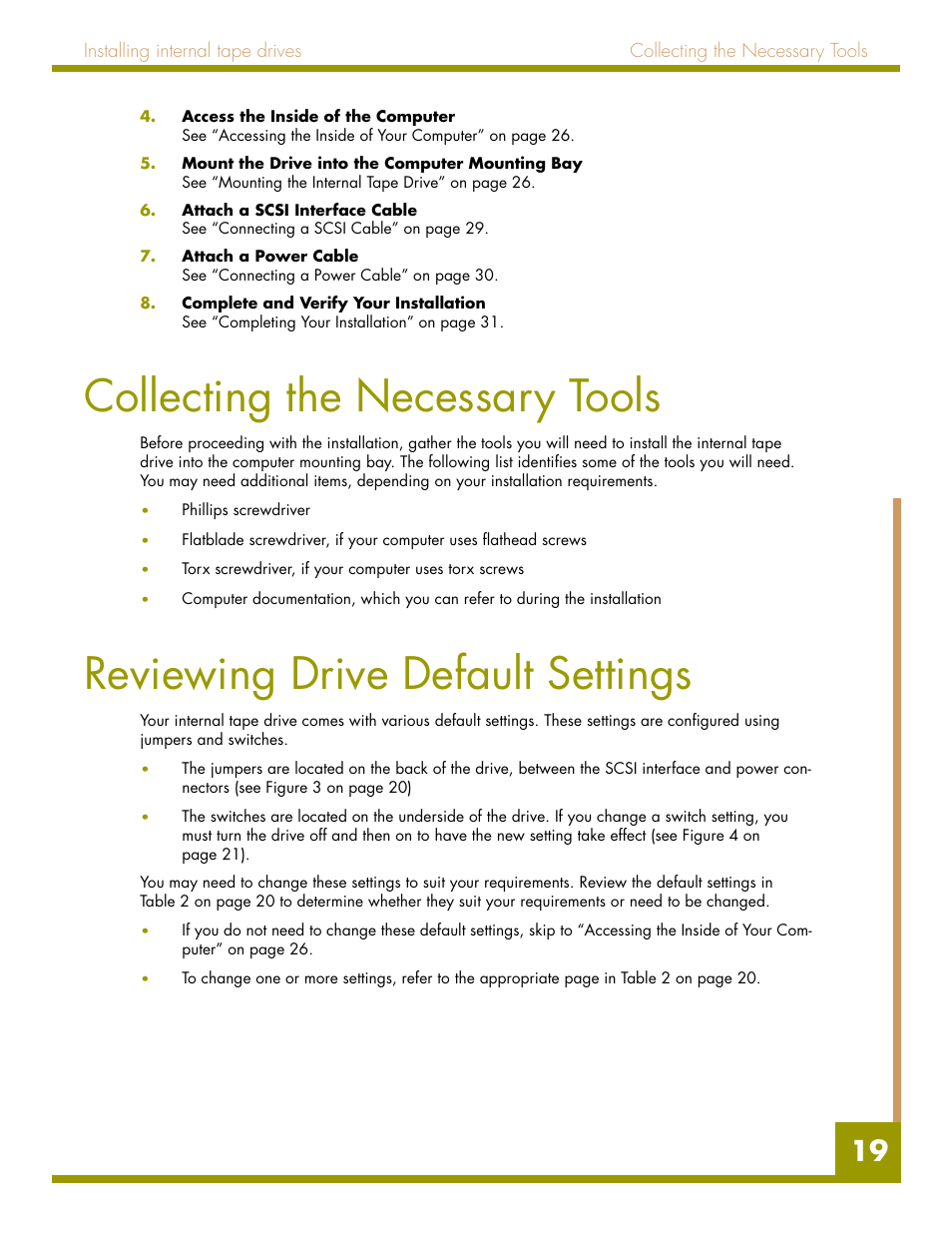 Collecting the necessary tools, Reviewing drive default settings | Quantum Audio drive DDS-4 User Manual | Page 19 / 62