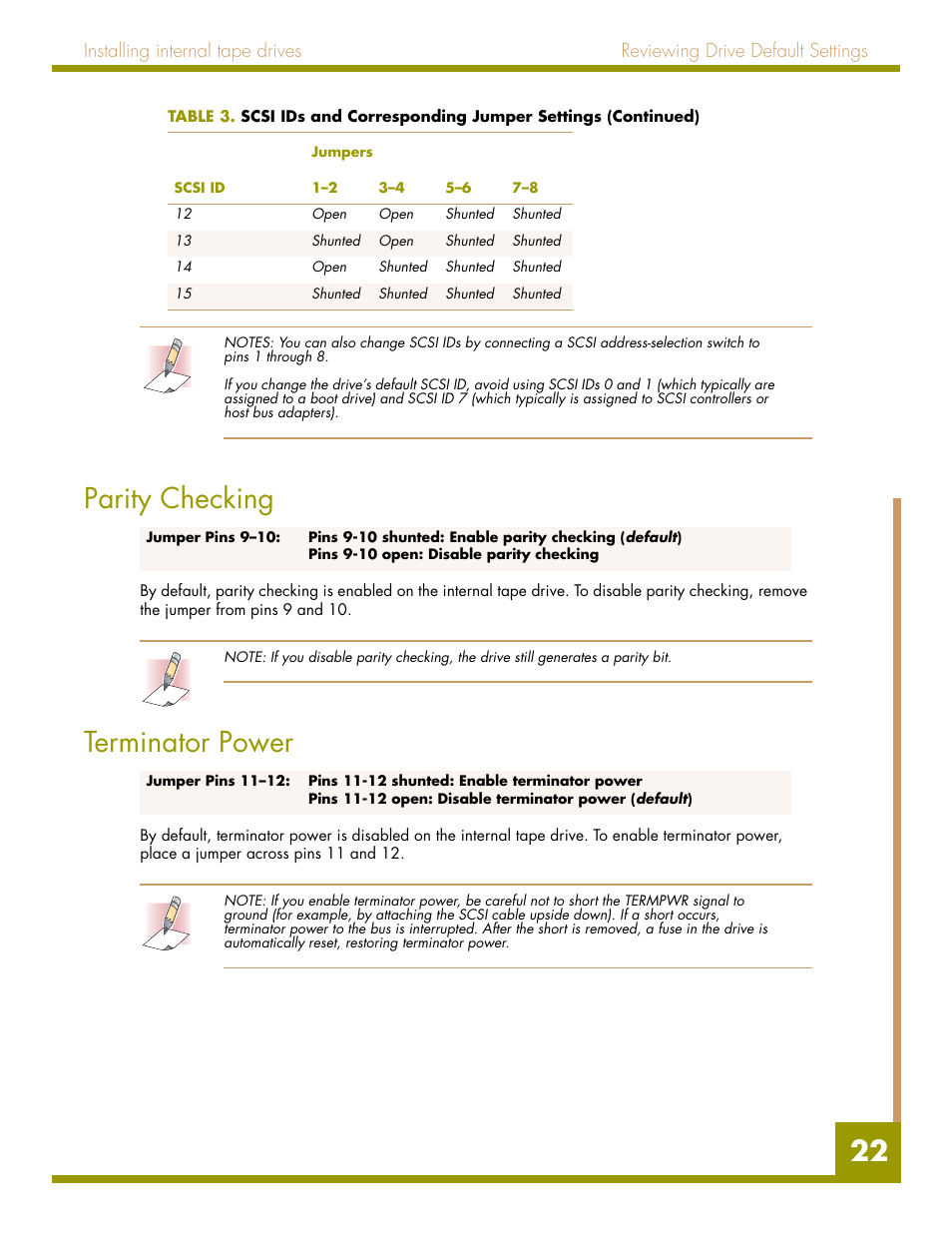 Parity checking, Terminator power | Quantum Audio drive DDS-4 User Manual | Page 22 / 62