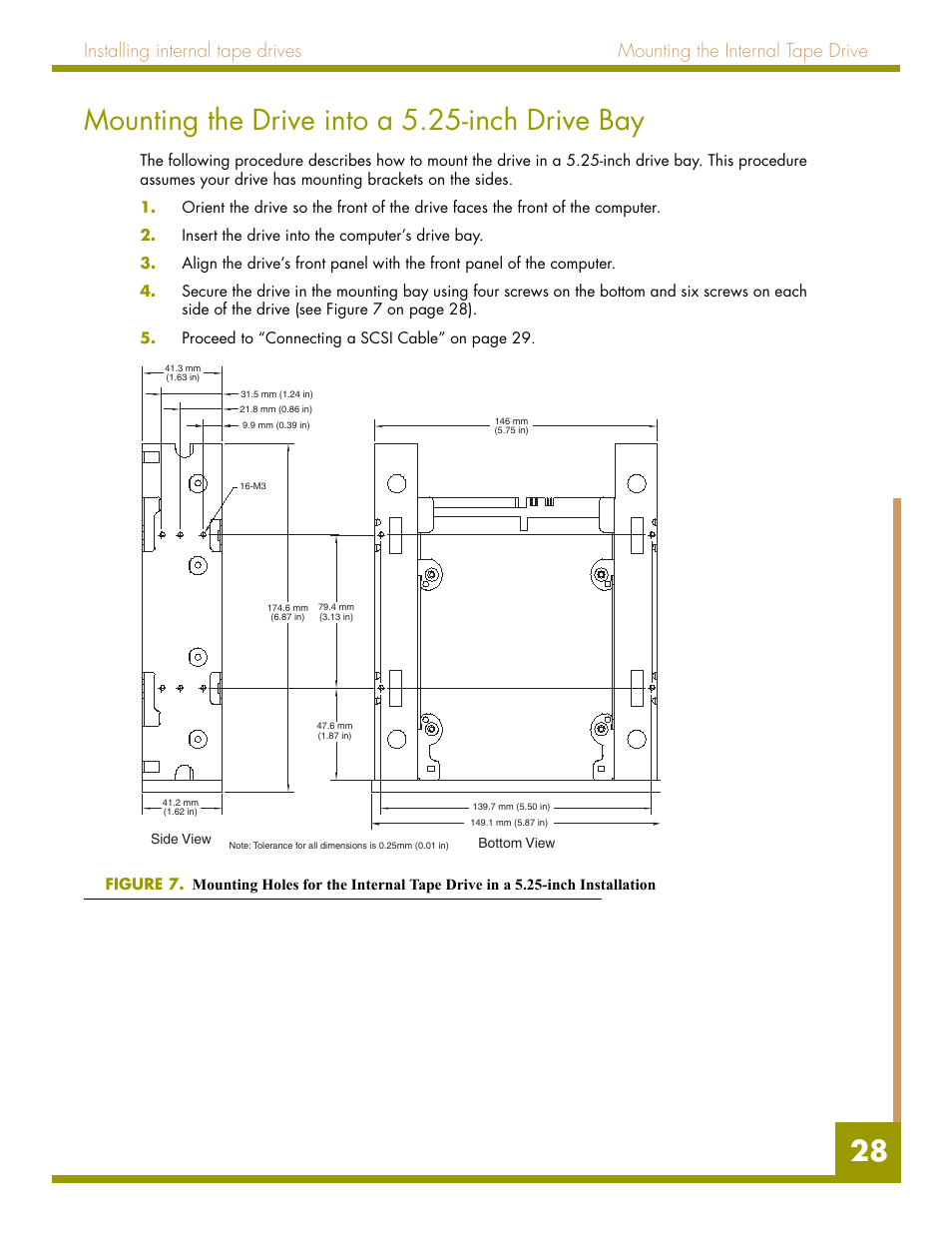 Mounting the drive into a 5.25-inch drive bay | Quantum Audio drive DDS-4 User Manual | Page 28 / 62