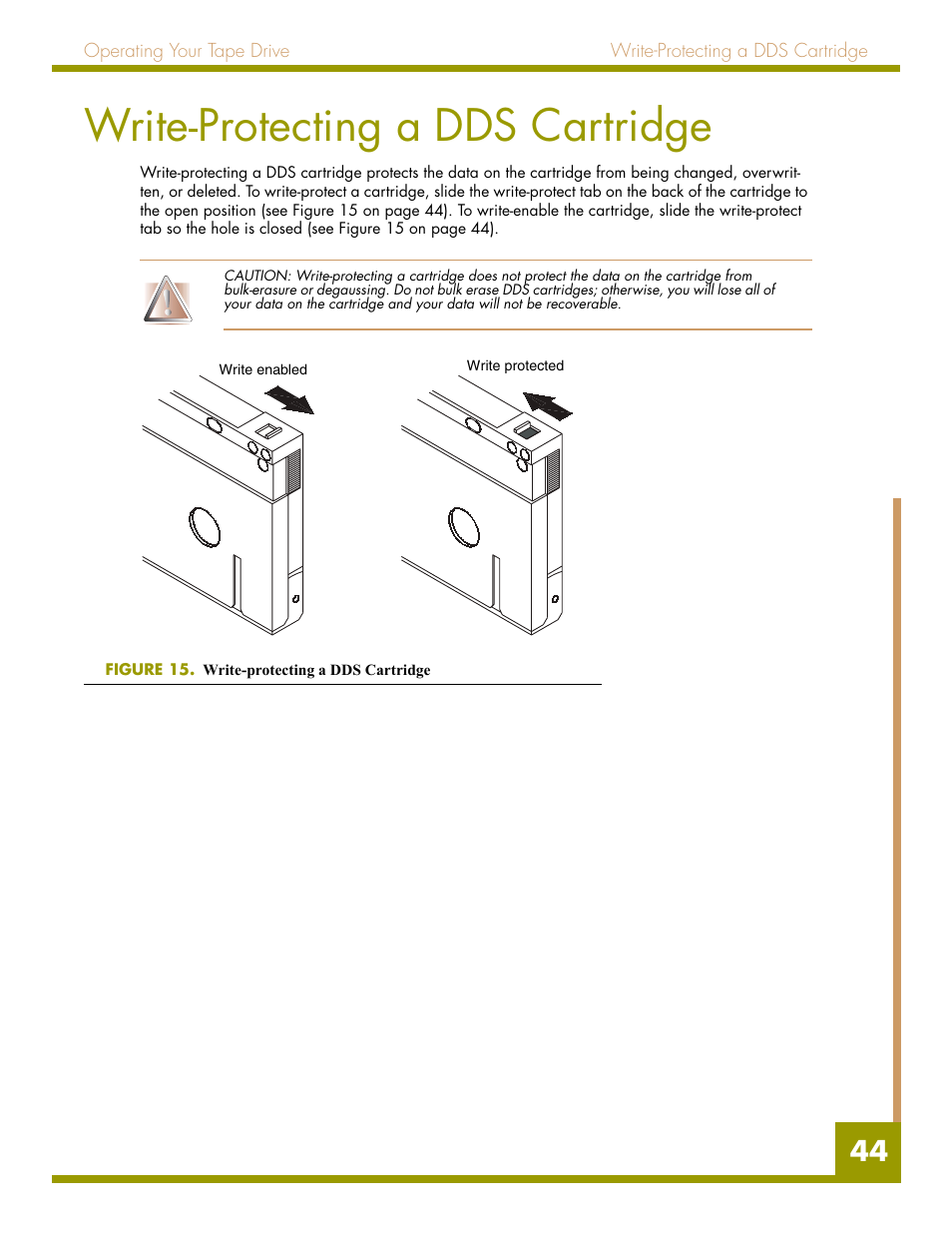 Write-protecting a dds cartridge, Figure 18. write-protecting a dds cartridge | Quantum Audio drive DDS-4 User Manual | Page 44 / 62