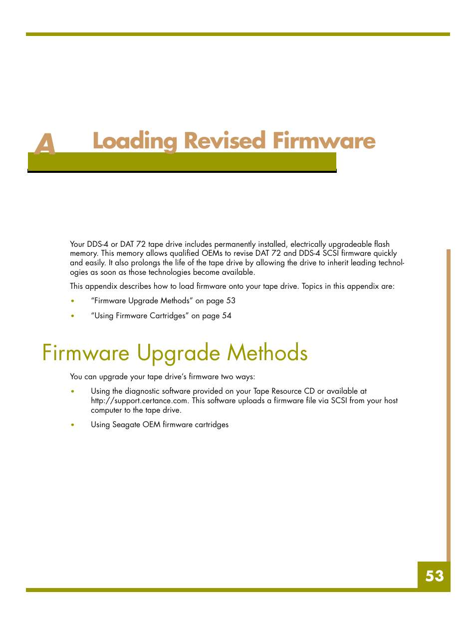 Loading revised firmware, Firmware upgrade methods, Appendix a - loading revised firmware | Appendix a | Quantum Audio drive DDS-4 User Manual | Page 53 / 62