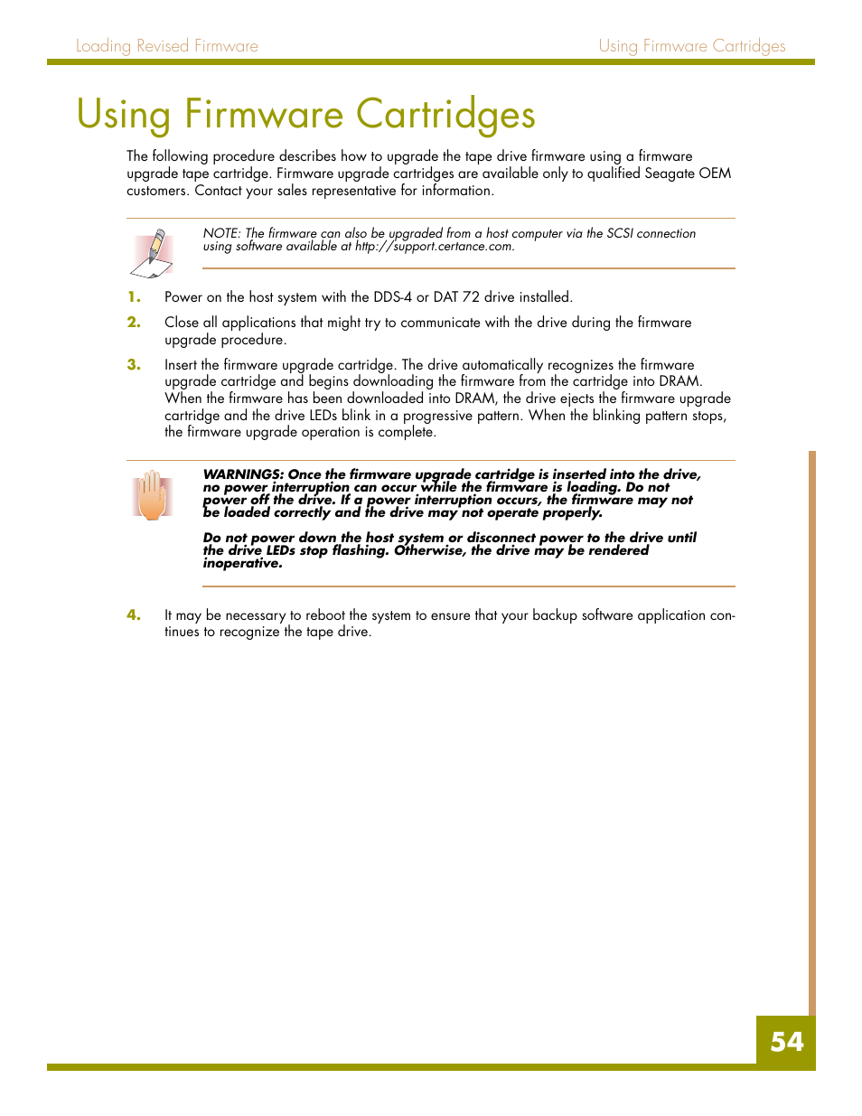 Using firmware cartridges | Quantum Audio drive DDS-4 User Manual | Page 54 / 62