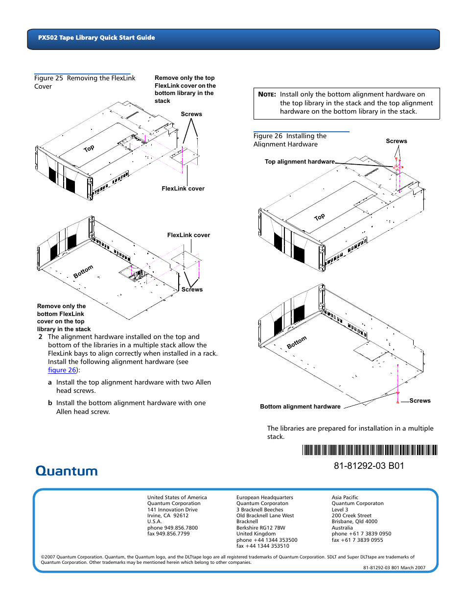 Phillips screwdriver (see, Figure 25 | Quantum Audio Tape Library PX502 User Manual | Page 16 / 16