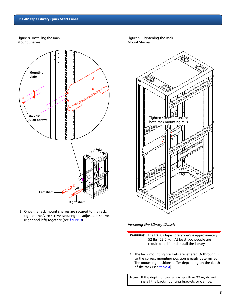 Installing the library chassis, Figure 8 | Quantum Audio Tape Library PX502 User Manual | Page 8 / 16