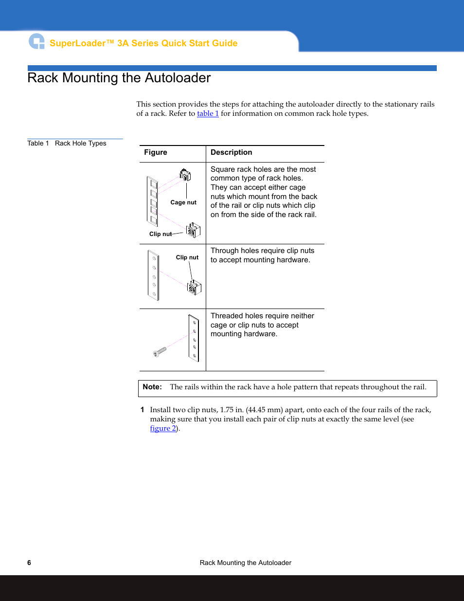 Rack mounting the autoloader | Quantum Audio SuperLoader 3A Series User Manual | Page 6 / 14