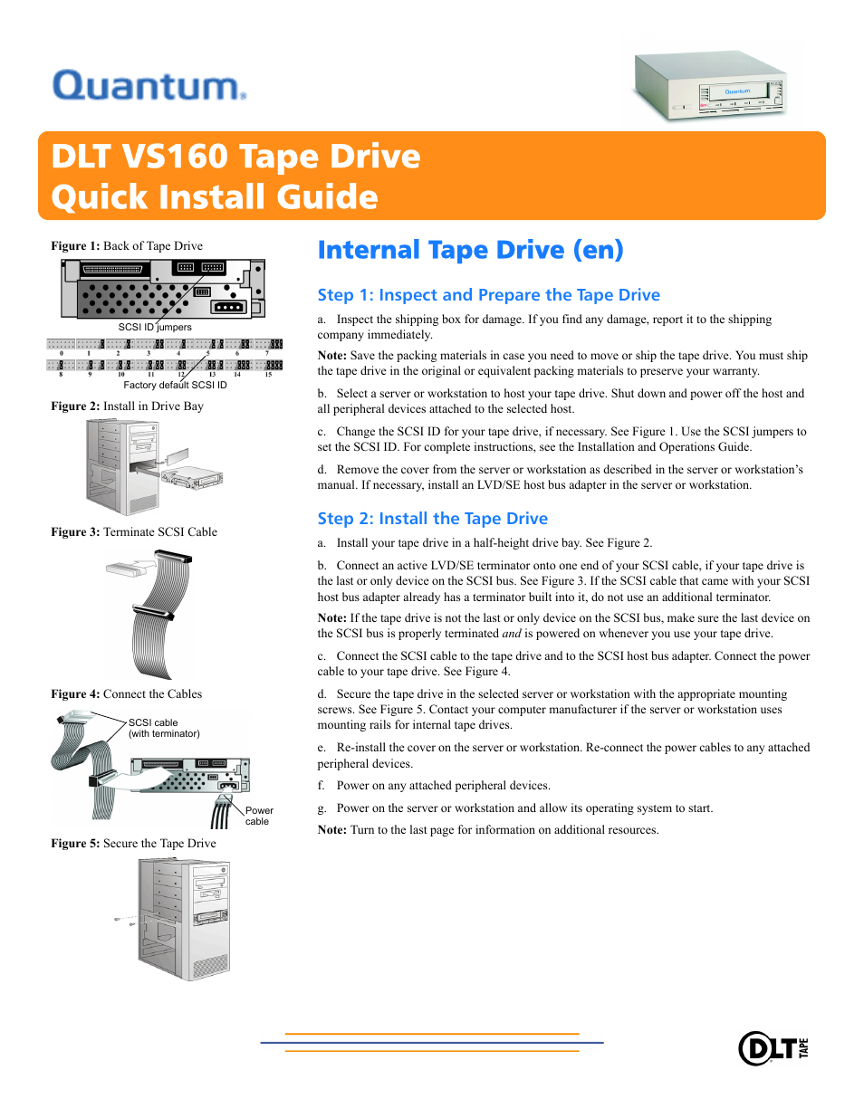 Quantum Audio Tape Drive DLT VS160 User Manual | 14 pages