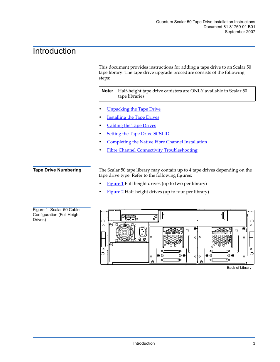 Introduction, Tape drive numbering | Quantum Audio Tape Drive Scalar 50 User Manual | Page 3 / 24
