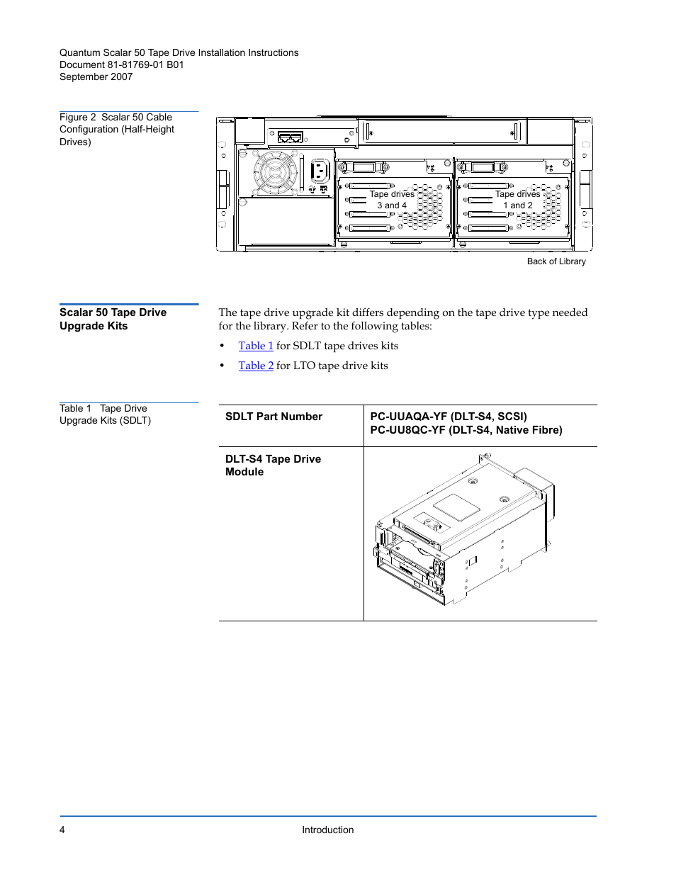 Scalar 50 tape drive upgrade kits, Figure 2 | Quantum Audio Tape Drive Scalar 50 User Manual | Page 4 / 24