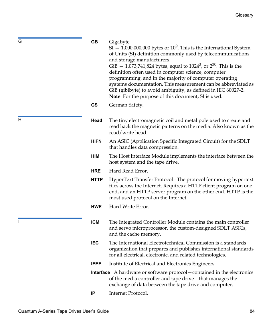 Quantum Audio Tape Drives A-Series User Manual | Page 100 / 105