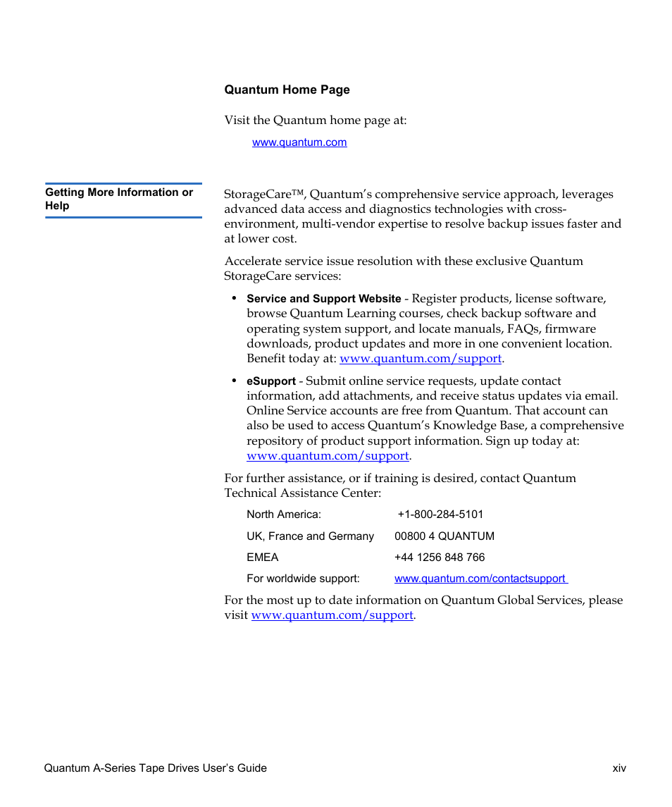 Quantum Audio Tape Drives A-Series User Manual | Page 14 / 105