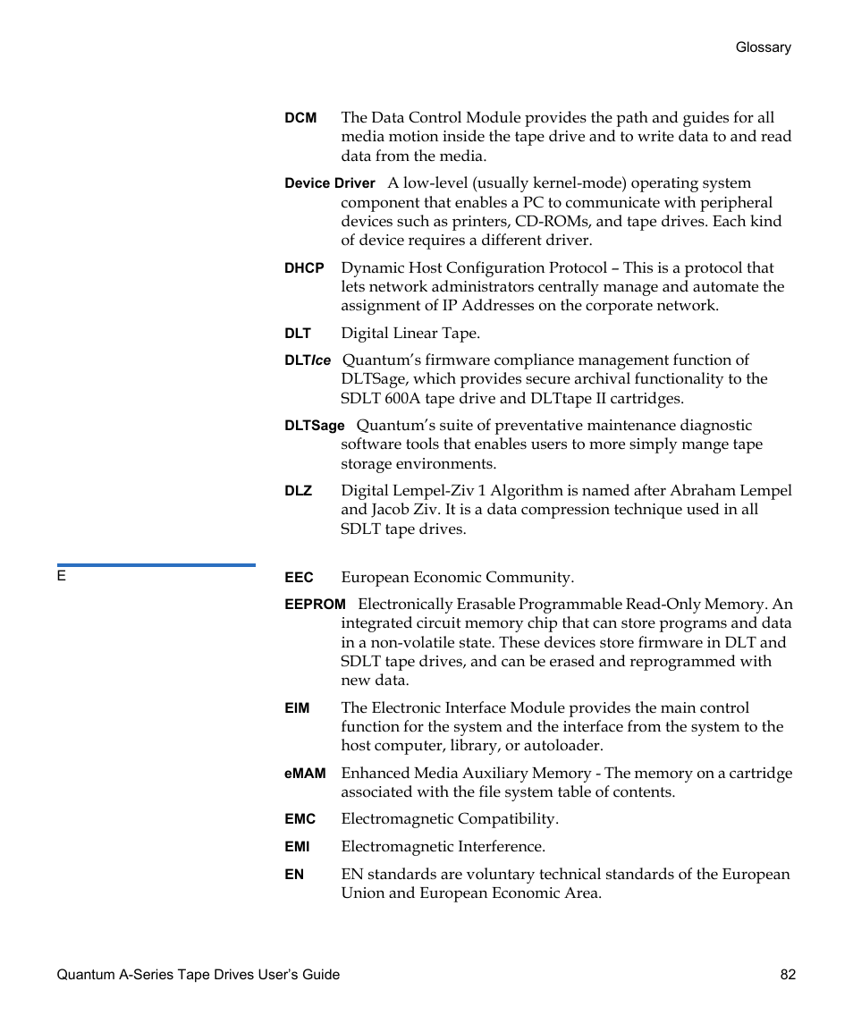 Quantum Audio Tape Drives A-Series User Manual | Page 98 / 105