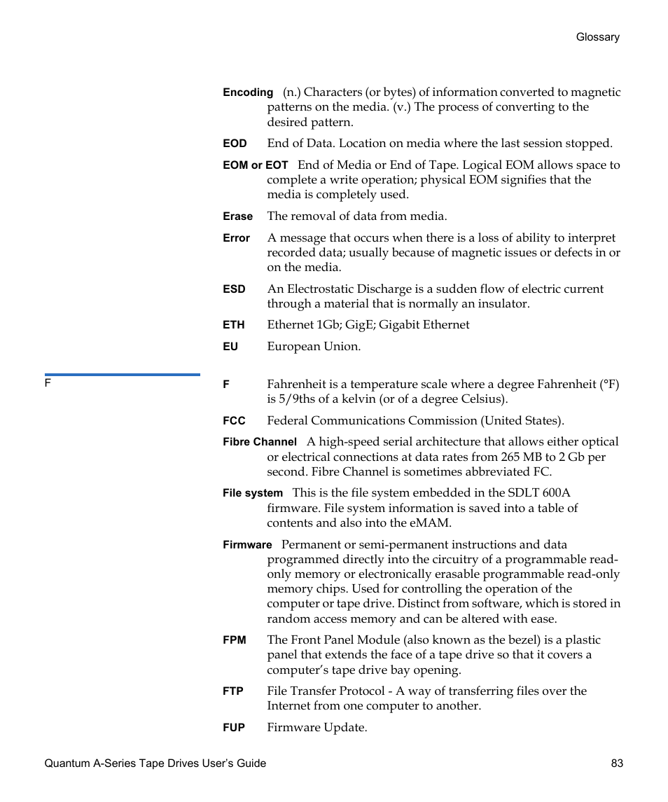 Quantum Audio Tape Drives A-Series User Manual | Page 99 / 105