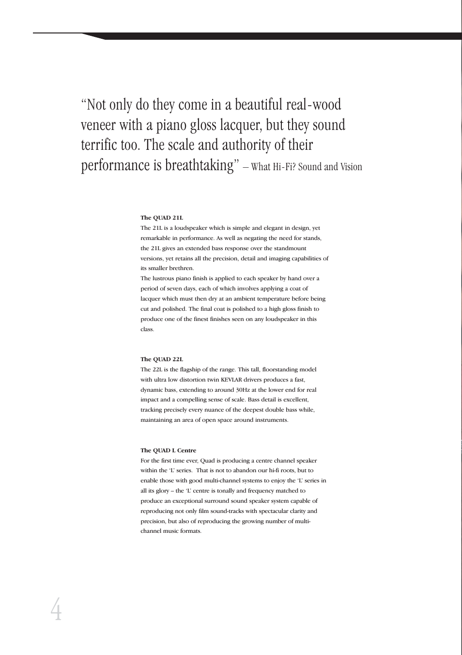 What hi-fi? sound and vision | QUAD Floorstanding Speaker L Series User Manual | Page 4 / 12