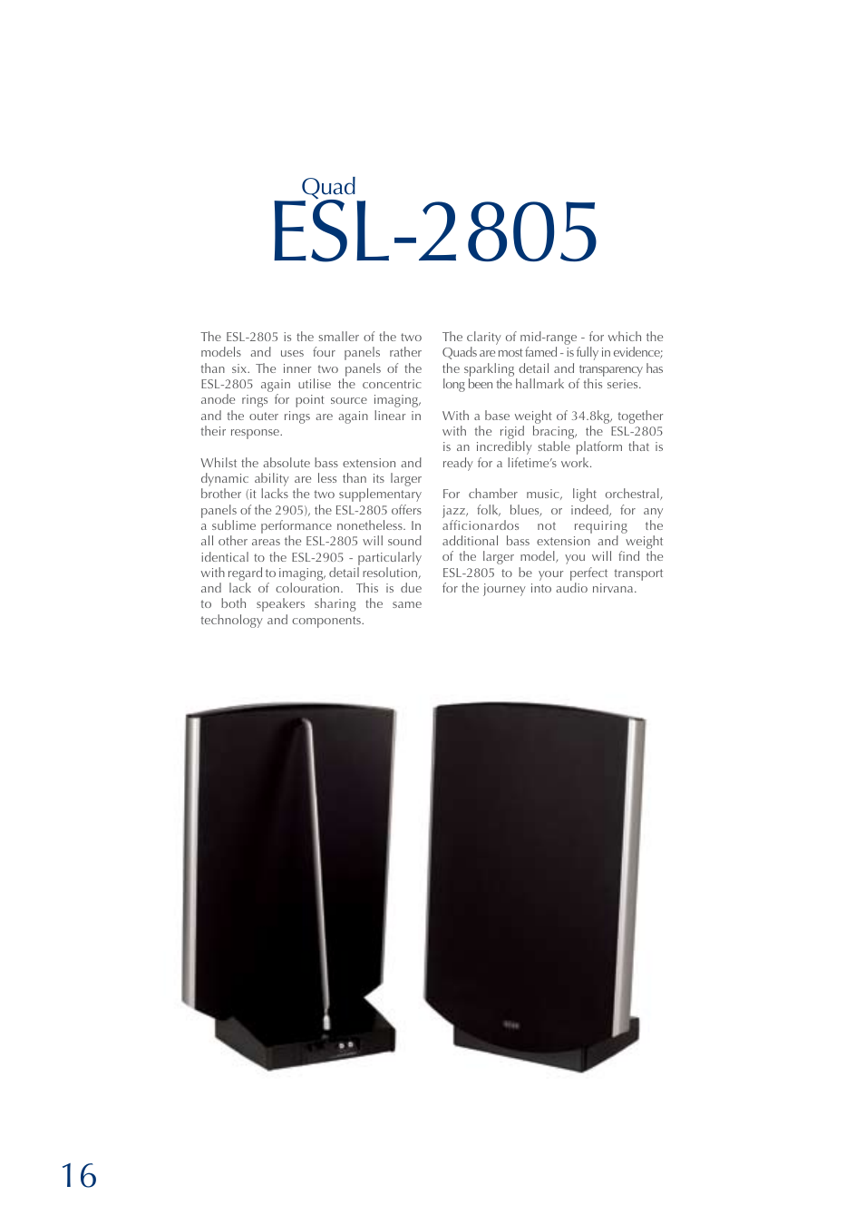Esl-2805 | QUAD ESL 2805 User Manual | Page 16 / 20