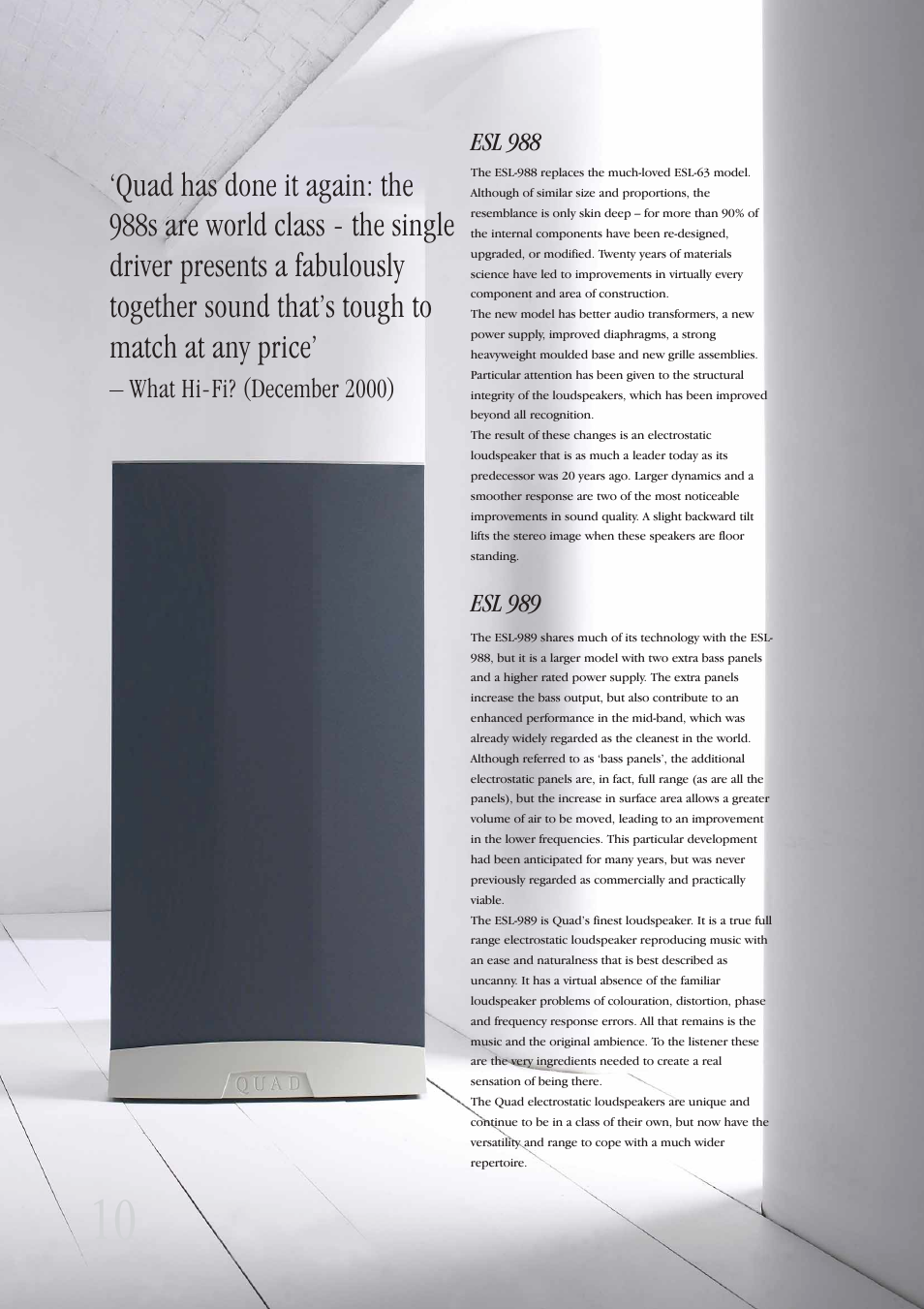 What hi-fi? (december 2000) | QUAD Classic Series ESL User Manual | Page 10 / 12