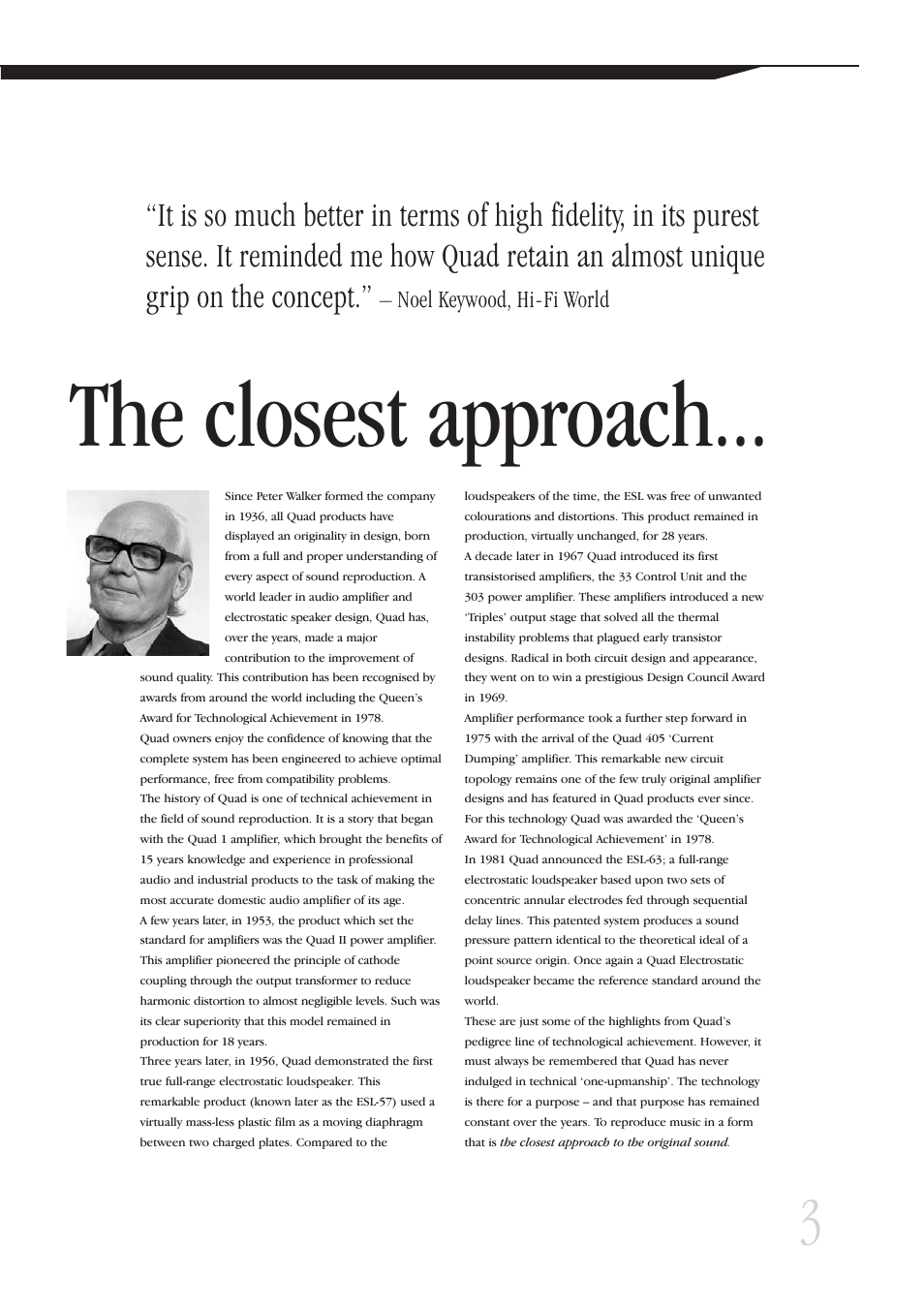 The closest approach, Noel keywood, hi-fi world | QUAD 99 Series User Manual | Page 3 / 12
