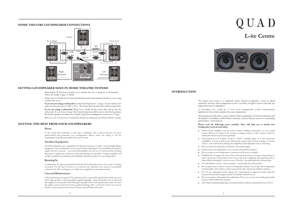 L-ite centre | QUAD Speaker User Manual | Page 3 / 4