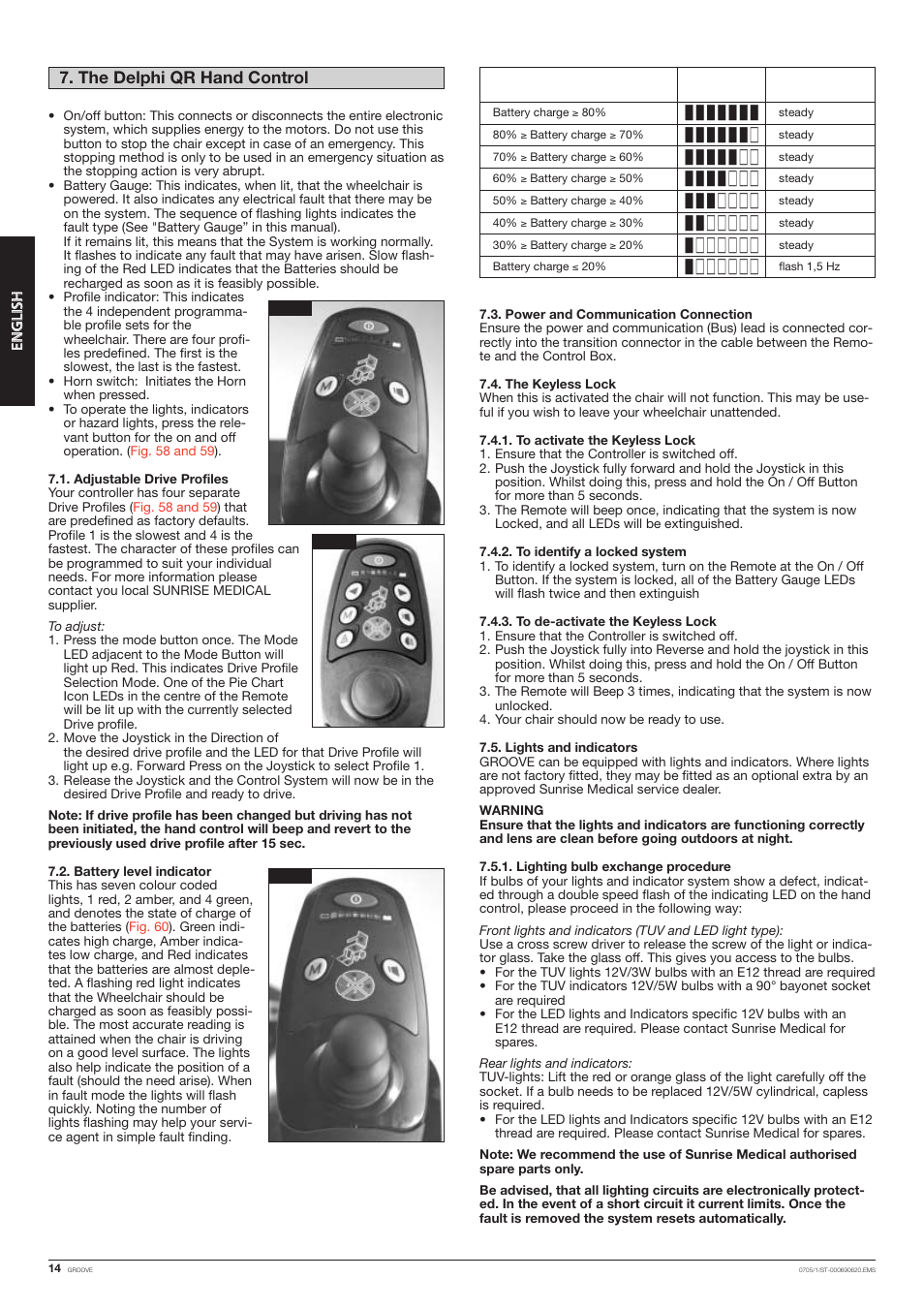 The delphi qr hand control | Quickie Mfg. Wheelchair User Manual | Page 14 / 28