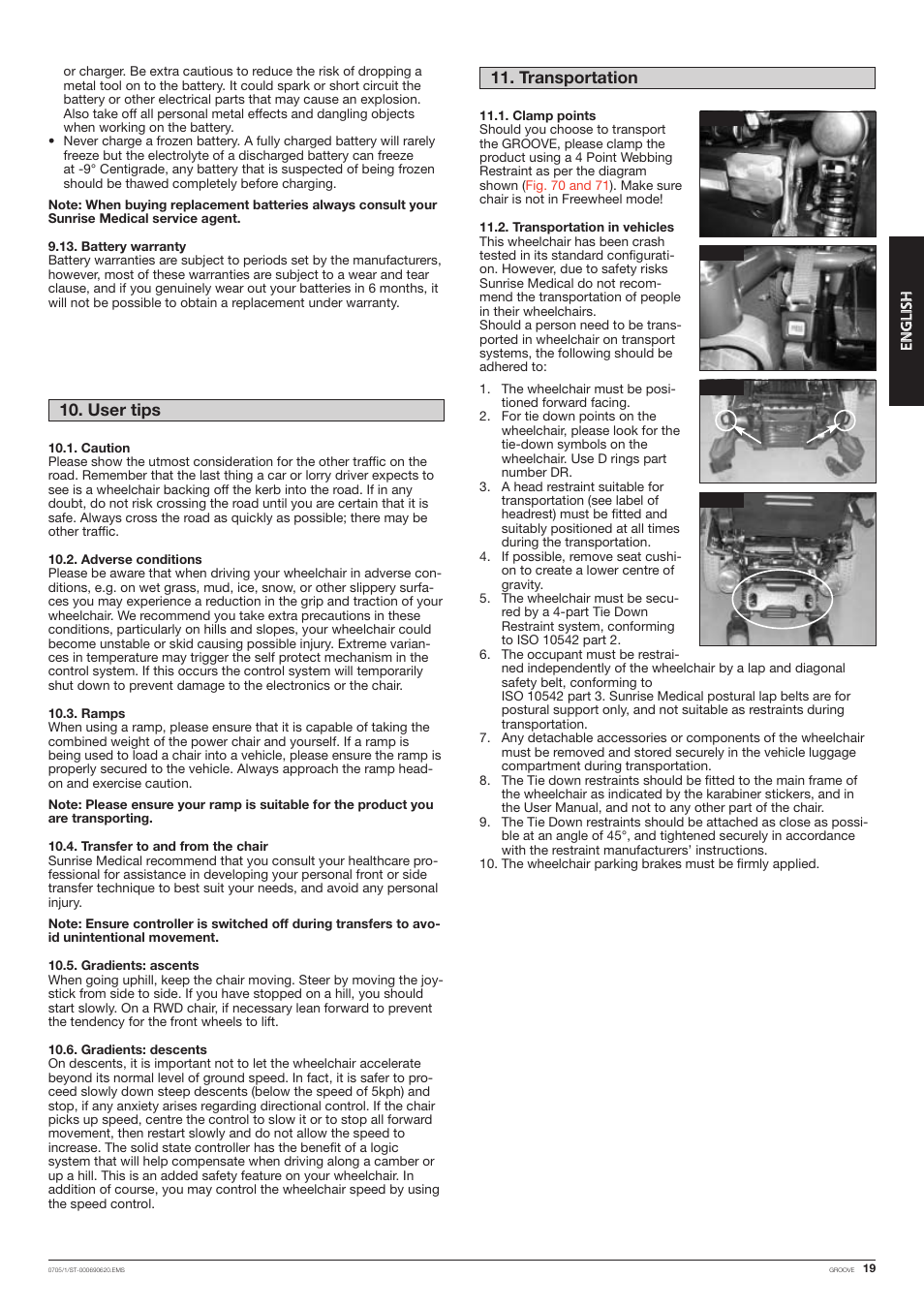 User tips, Transportation | Quickie Mfg. Wheelchair User Manual | Page 19 / 28