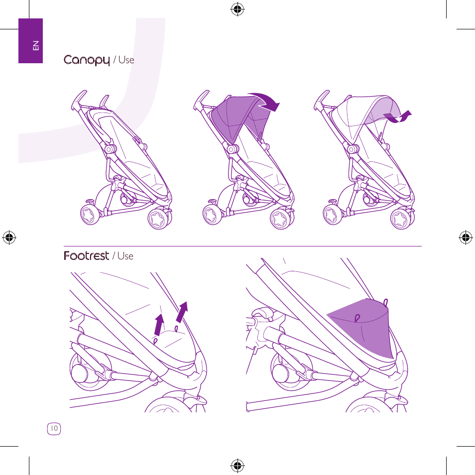 Canopy, Footrest | Quinny Zapp Xtra DRU1042 User Manual | Page 10 / 28