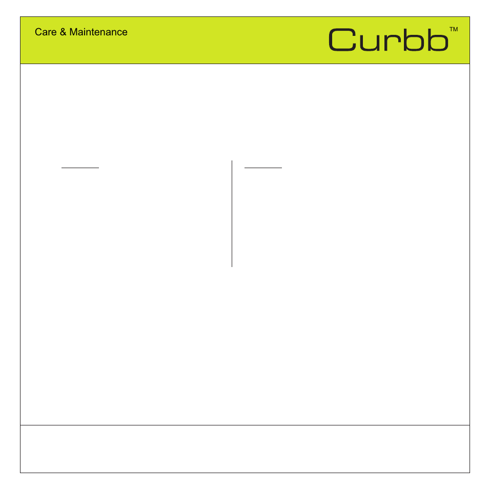Care & maintenance | Quinny TM 06620 Curbb User Manual | Page 8 / 17