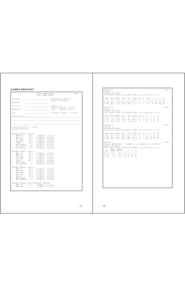 Sample printout | Quest Diagnostics QUESTEMP 36 User Manual | Page 7 / 14