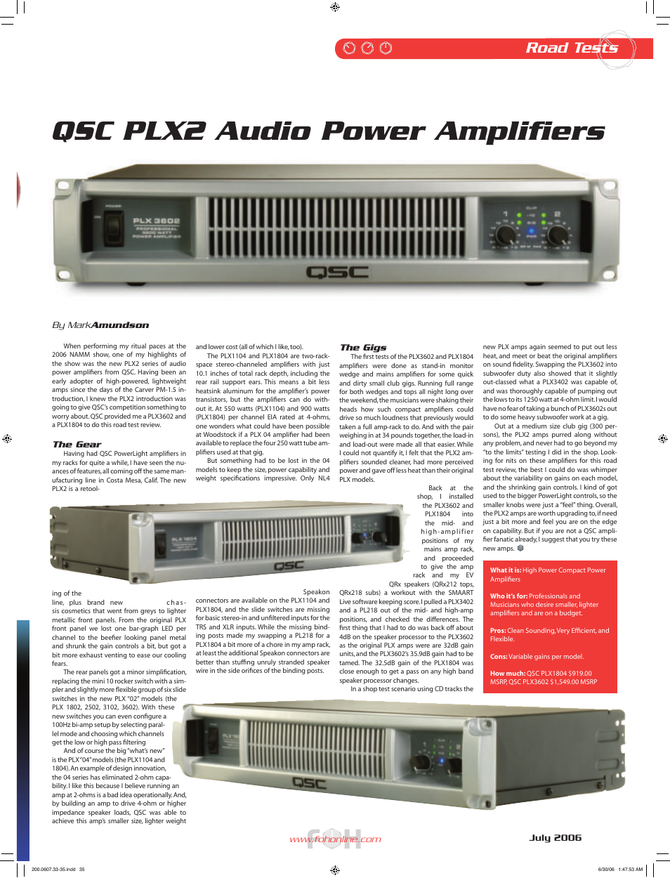 QSC Audio PLX2 User Manual | 1 page