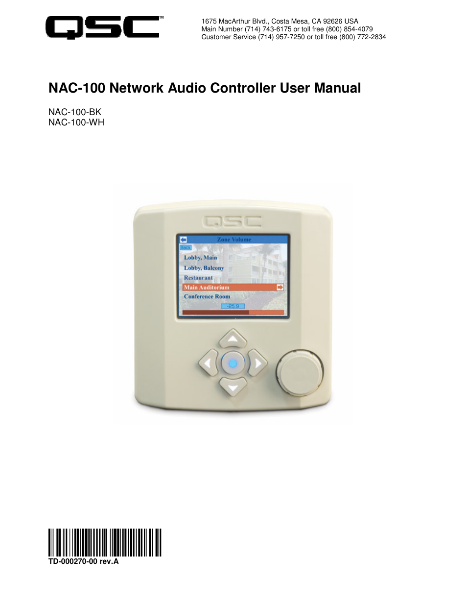 QSC Audio NAC-100-BK User Manual | 20 pages