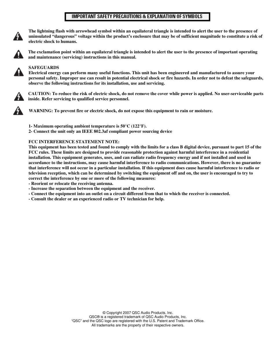 QSC Audio NAC-100-BK User Manual | Page 2 / 20