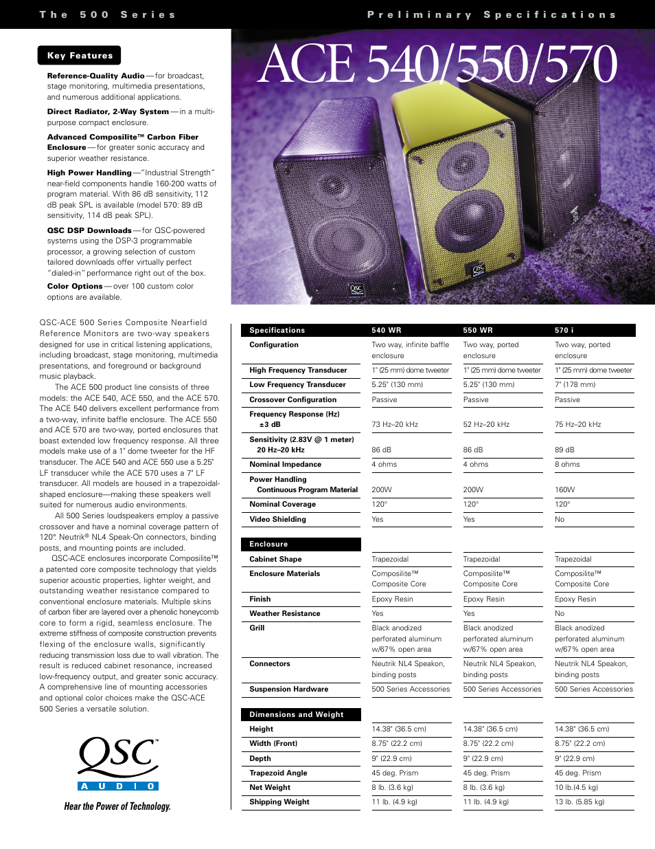 QSC Audio ACE 540 User Manual | 2 pages