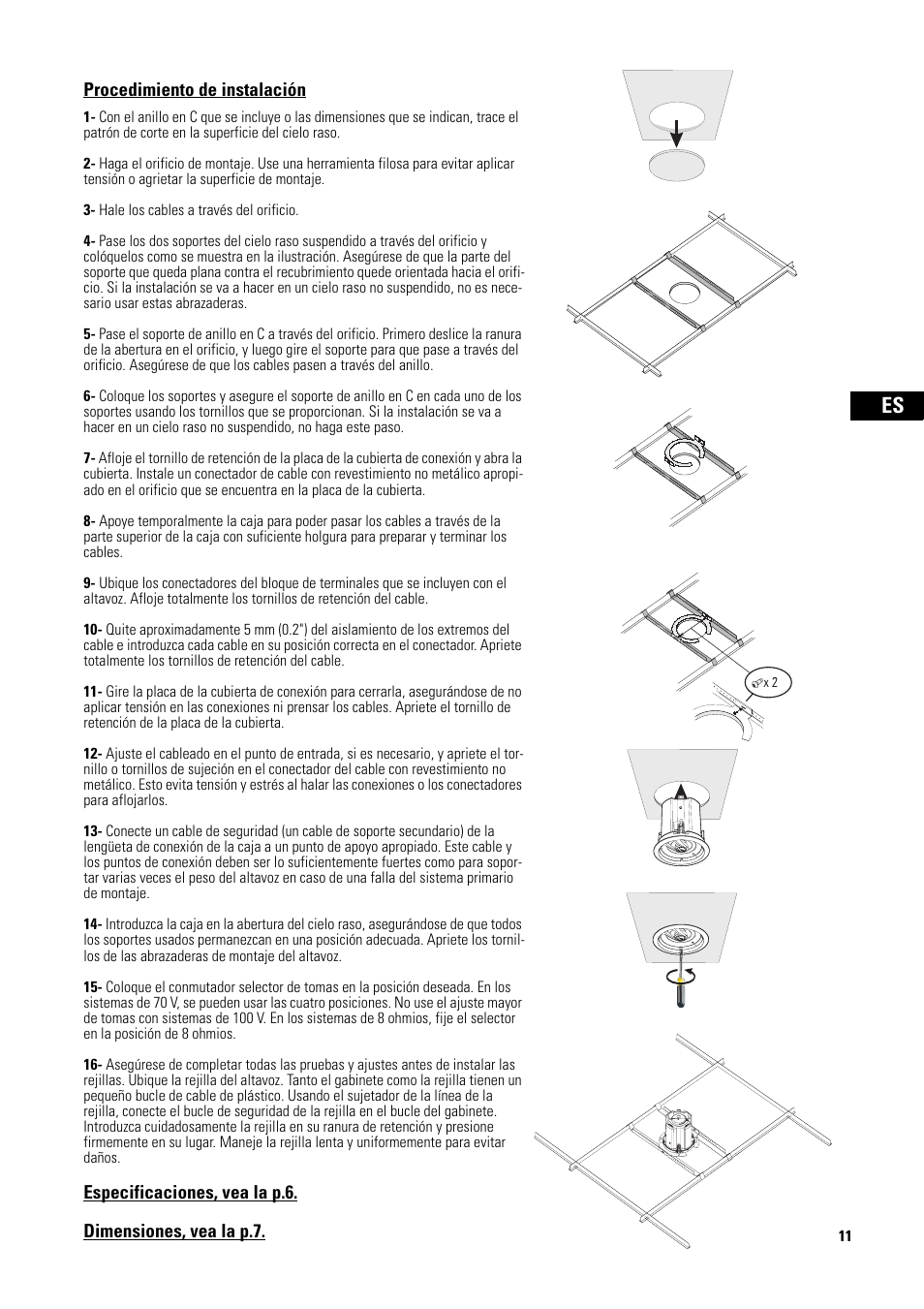 Procedimiento de instalación | QSC Audio D-CI52T User Manual | Page 11 / 24