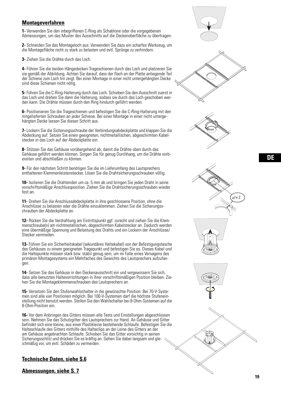 Montageverfahren | QSC Audio D-CI52T User Manual | Page 19 / 24