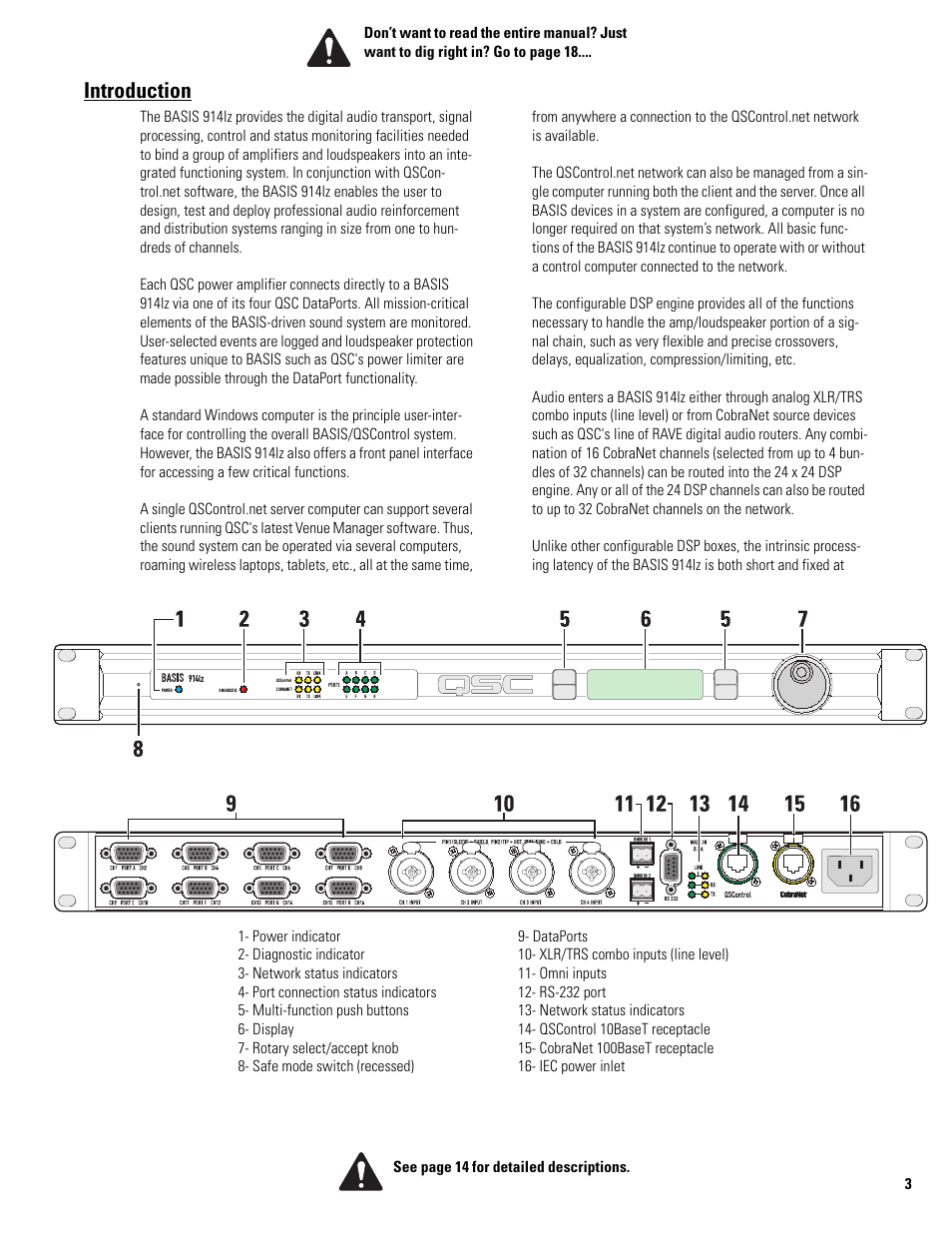 Introduction | QSC Audio BASIS 914LZ User Manual | Page 3 / 28