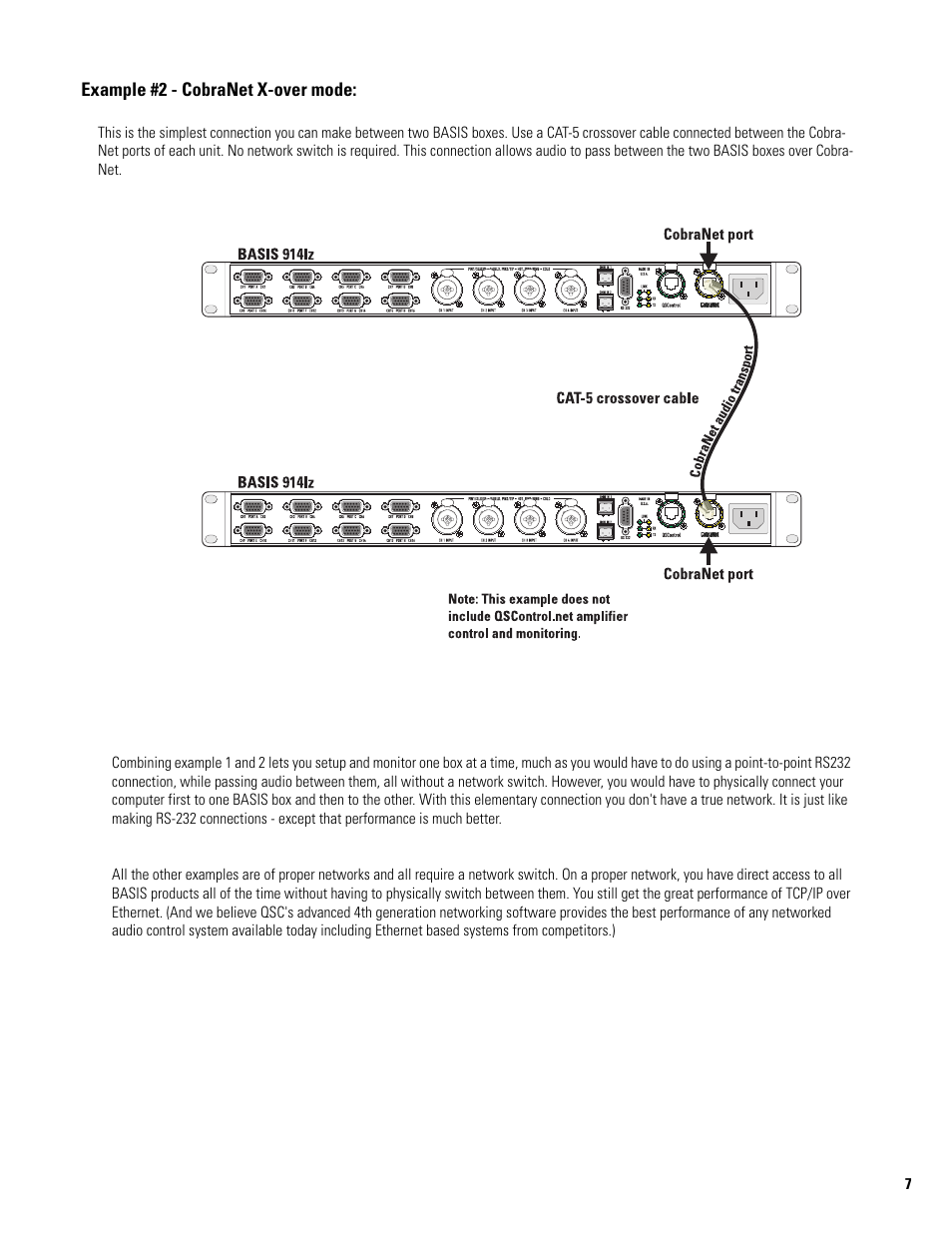 Example #2 - cobranet x-over mode | QSC Audio BASIS 914LZ User Manual | Page 7 / 28