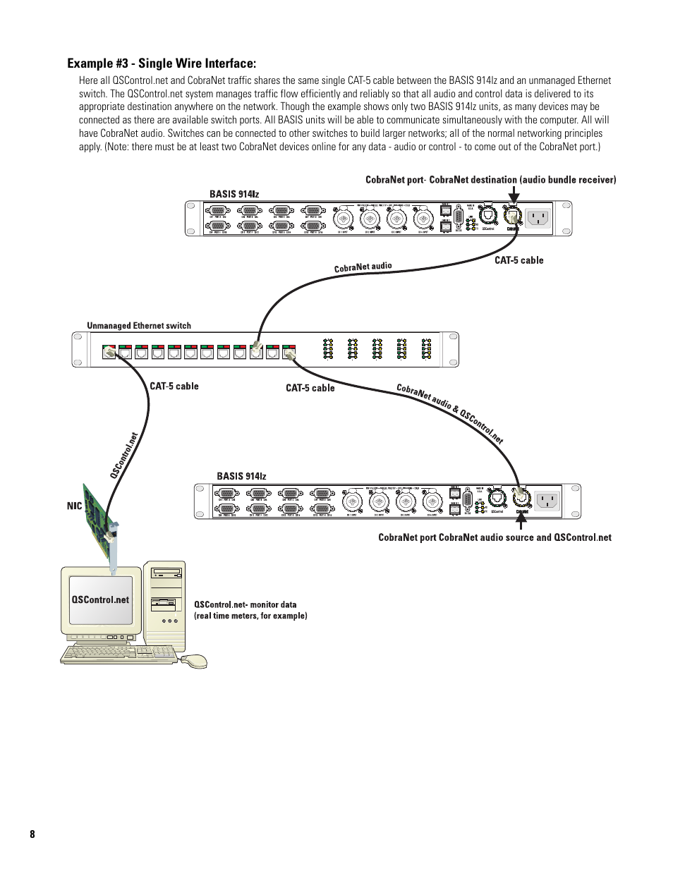 Example #3 - single wire interface | QSC Audio BASIS 914LZ User Manual | Page 8 / 28